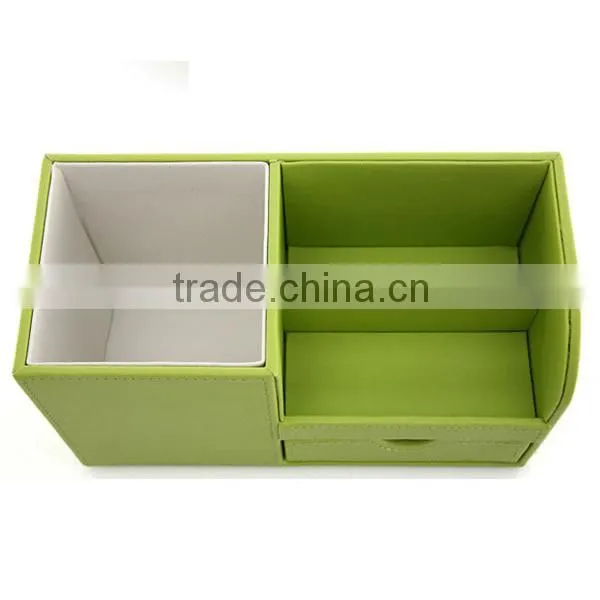 Faux Leather Slim Decorative Bedroom Storage Basket photo-4