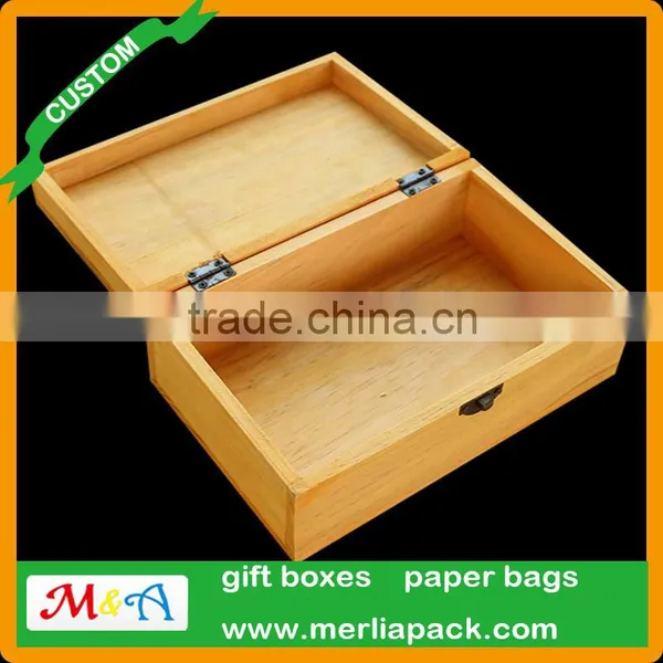 DIY Crafts Wood Chest Box Hinged Metal Clasp Rectangle Memorable Box photo-2
