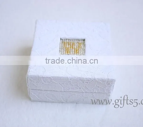 Unique Creative Ring Boxes Wedding Ring Bearer Box With Beaded Name Plate of W photo-3