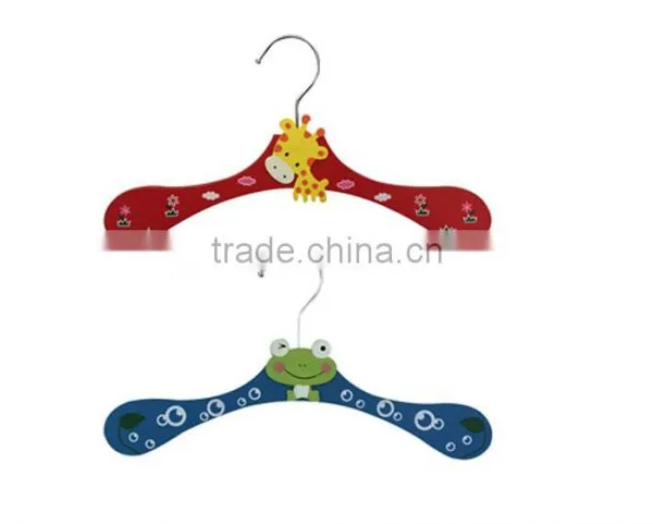 Wooden Animal Cloth Hanger Wooden Frog/flower Painted Decorative Kids Children Clothes Hanger Promotion Gifts