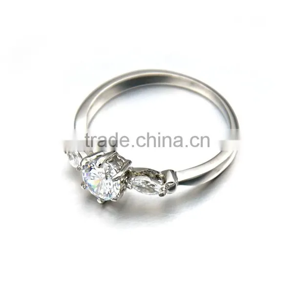 Wholesale Cheap Women Jewelry Silver Stainless Steel Bridal Shiny Crystal Rings photo-2