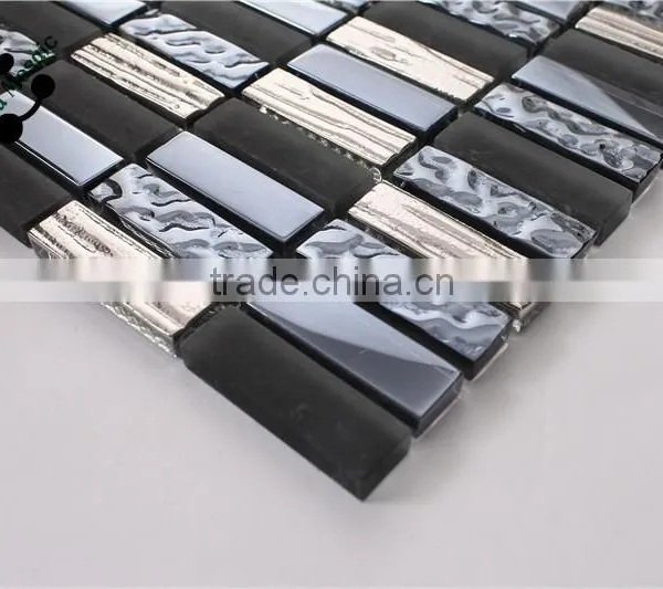 SMP15 Latest Design Decoration Wall Tile Glass Mix Mosaic Matte Crystal Glass Mosaic photo-5