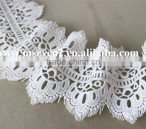 100 % Polyester New Fancy Embroidery Lace Trim,scallop Lace Trim, Eyelash Crochet Lace Trim in White photo-4