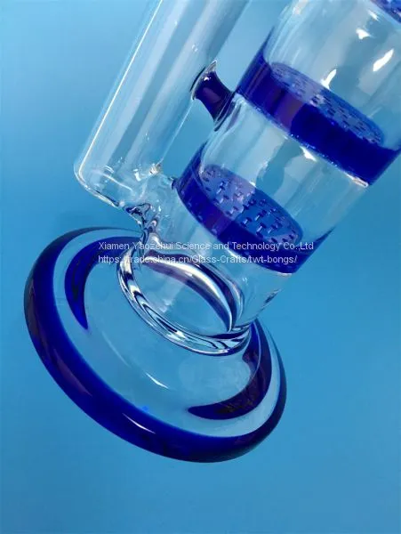 Newest Blue Color Glass Bongs Glass Water Pipe Double Honey Comb With Glass Bowl Oil Rig Glass Bubbler photo-4