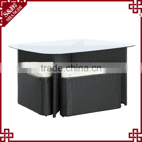 Chic Tempered Glass Table Design 5-pc Outdoor Patio Rattan Dining Set photo-2