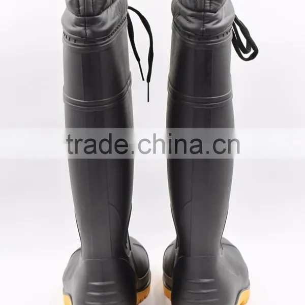 Black Cold-Resistant Winter Work Rain Boots With Fur Lining photo-3