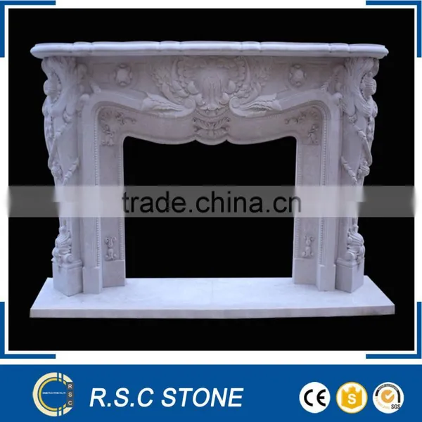 European Style Hand Carving Natural Stone Fireplace Mantel