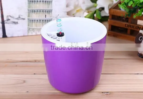 Round Self Watering Planter Flower Pot Home Office Garden Water Level Indicator photo-5