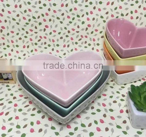 Stocked Heart Shape Sala Bowl,ceramic Soup Bowl for Microwave Oven photo-2