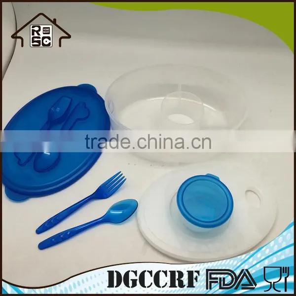 Transparent Plastic Oval Lunch Box With Cutlery Set photo-4