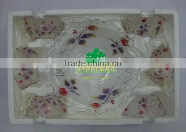JK044 7pcs Glass Salad Bowl Set With Spray Deco photo-2