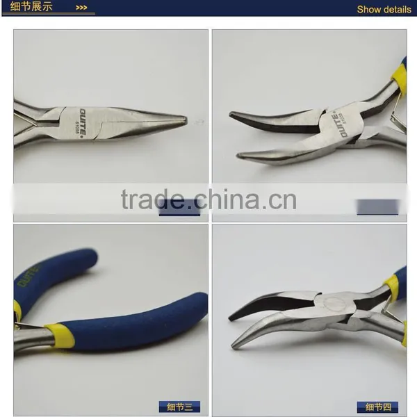 Double Color Mini Angle Jaw Tongs Curved Nose Pliers photo-4