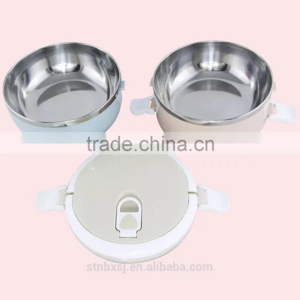 1.4L Two Layers Round Shape Heated Bento Stackable Stainless Steel Lunch Box photo-4