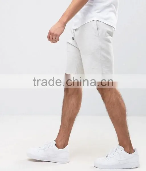 High Quality New Design Custom Raw Hem Drawstring Waist Cotton Viscose Sweat Single Back Pockets Fashion Sport Shorts photo-4