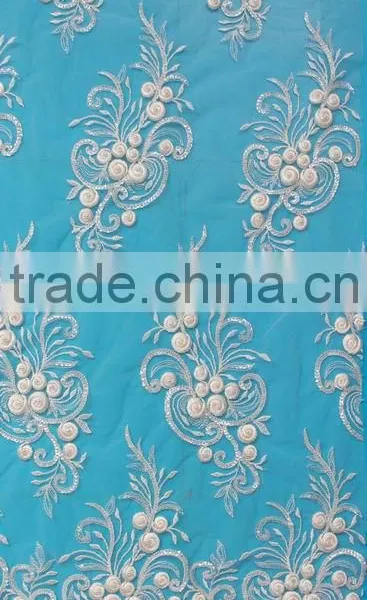 Attractive African Beaded Lace Dress Fabric for Wedding Dress 2017 photo-2
