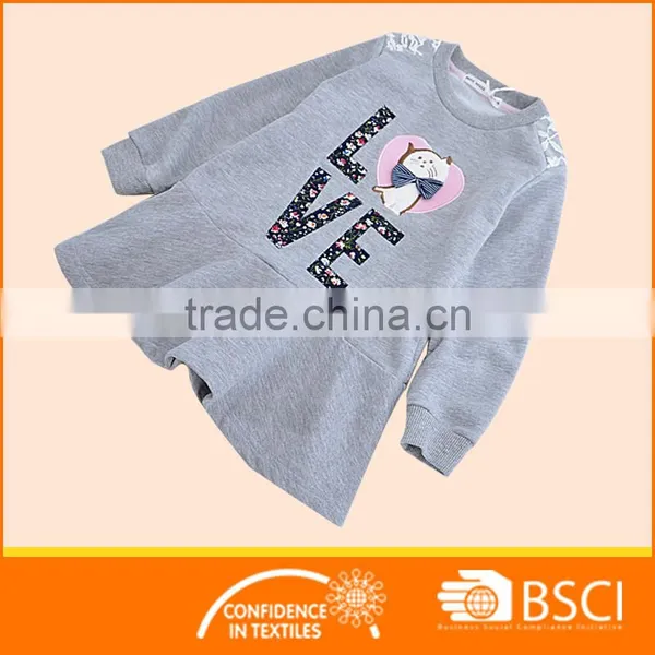 2-8 Y Custom Design Long Sleeve Girls Shift Dress Spring/Autumn Fleece Dress photo-4