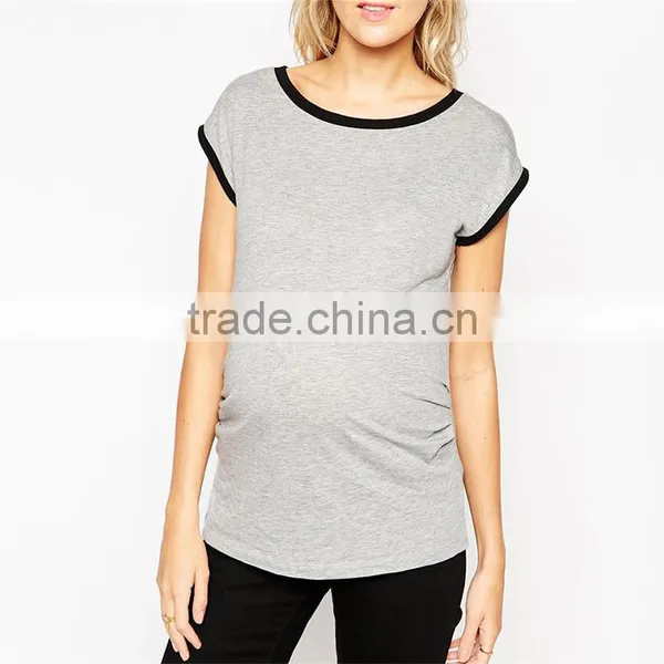 Maternity Contrast Binding Tee Maternity Clothes Manufacturers photo-3