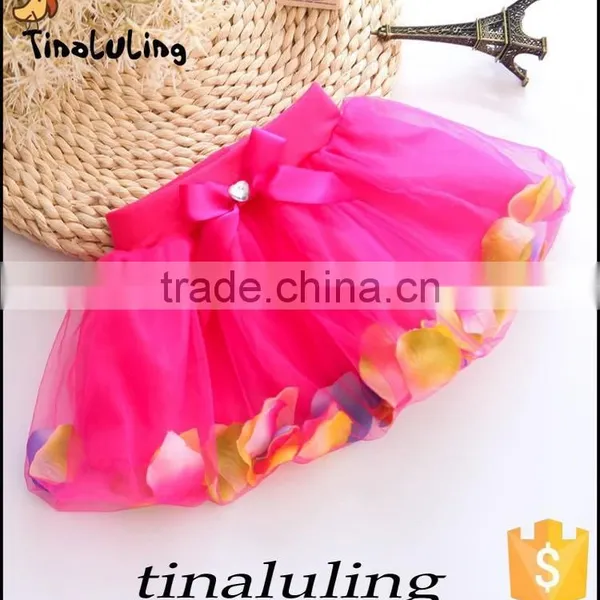 New Arrival Children Tulle Skirt With Flower Petal Kids Flower Girls Tulle Skirt photo-4