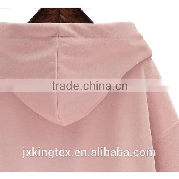 2017 Hot Sale OEM Women Long Sleeve Pink Color Fleece Plain Hoodies With Competitive Price photo-6
