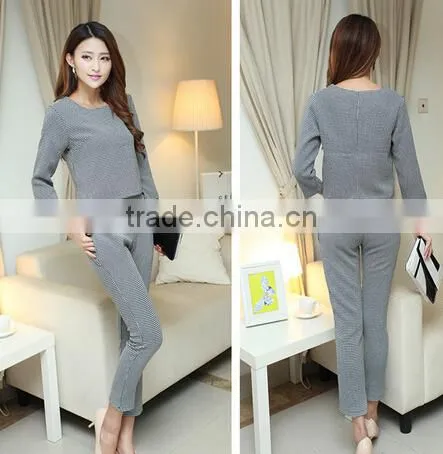DY1222W 2015 Europea New Hot Sale Ladies Top and Pants Set Outfits photo-2