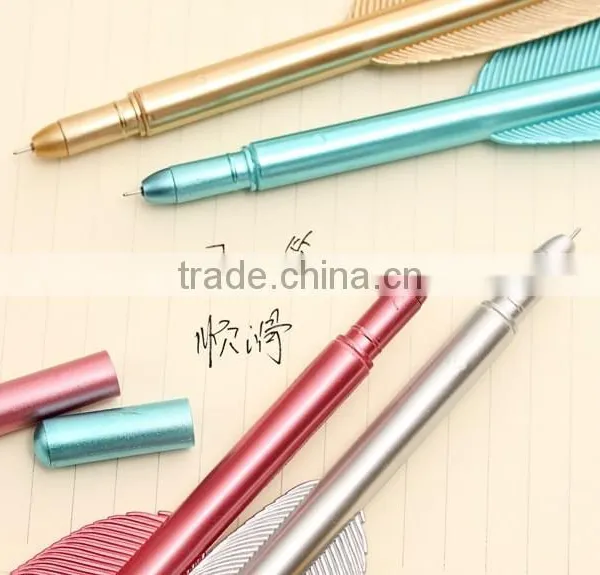 0.5mm Black Pen Feather Shape Ballpoint Pen Plastice Office Stationery Pen photo-3