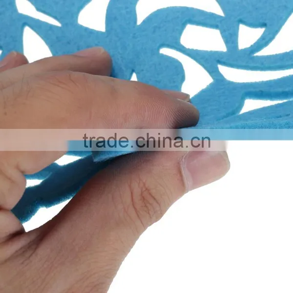 Top Quality Wholesale Price 30x30cm Colorful Modern Round Laser Cut Flower Felt Placemats Kitchen Dinner Table Mats 8 Colors photo-5