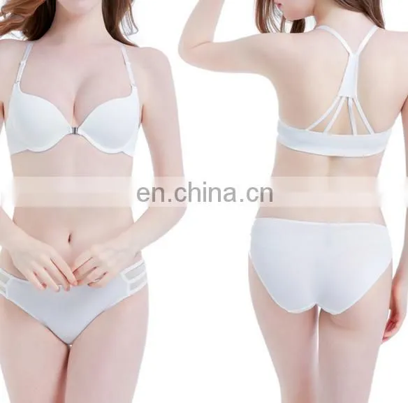 Front Button Young Girl Underwear Set Sexy Deep V-neck Push up Women Plus Size Bra Set Hollow Out Lingerie Sets photo-2