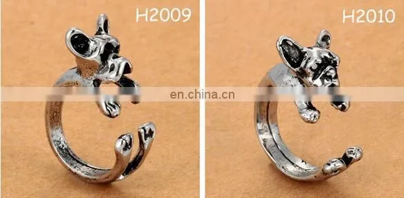 10 Styles Dog Ring Vintage Animal Puppy Wrap Ring Open Adjustable Resizeable photo-4