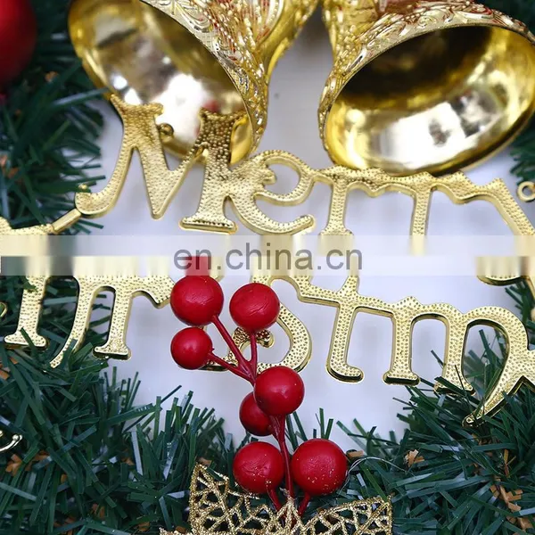 A039 Christmas Wreaths Berries Red Fruit Bow Knots Ornaments Window Arrangement Door Hanging Green Garland Christmas Gifts photo-6