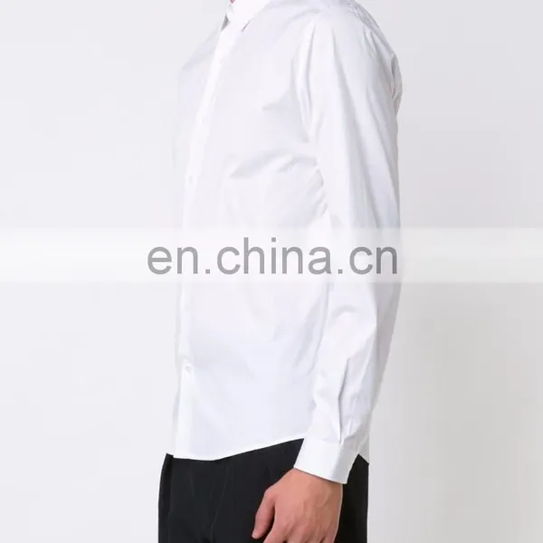 Classic White Cotton Shirt Classic Lapel Collar, Long Sleeves, Hook and Loop Cuffs, Front Button, Curved Botto Formal Clothes photo-3
