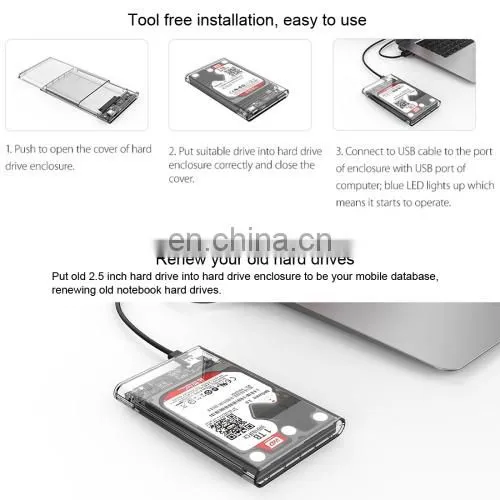 2017 Newest OEM HDD Case, Drop Shipping Hard Driver Storage Case With USB3.1 Type C,Transparent,for 2.5 Inch SATA HDD photo-5