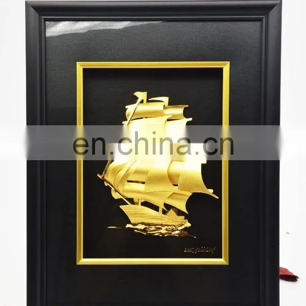 Good Price for 3D Ship Model 24K Gold Photo Frame, Gold Picture Frame For Wall Decoration