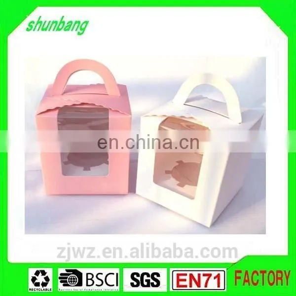 2015 Folding Art Paper White Color Paper Cake Box With Clear Pvc Window photo-2