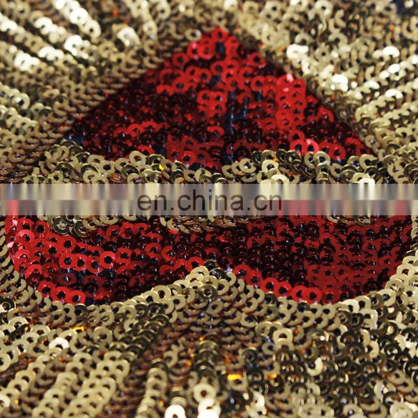 Fashion Beaded Red Gold Sequin Heart Pattern Embroidery Patches photo-2