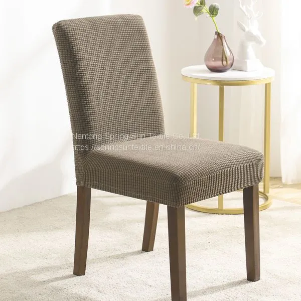 Brown Velvet Stretch Dining Room Chair Covers Soft Removable Dining Chair Slipcover photo-2