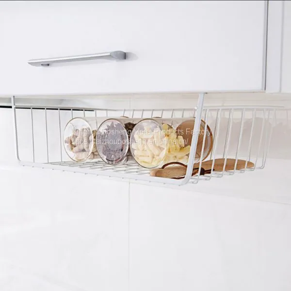 Metal Material Cabinet Hanging Storage Basket Towel Rack Book Display Basket photo-3