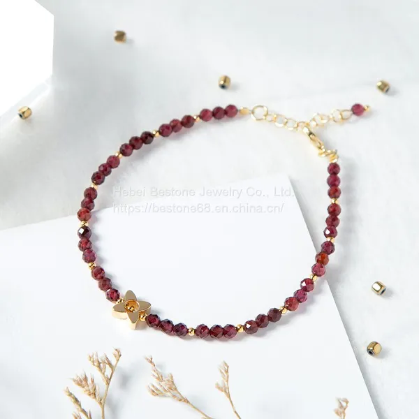 3.5mm Garnet Bracelet Natural Stone photo-3