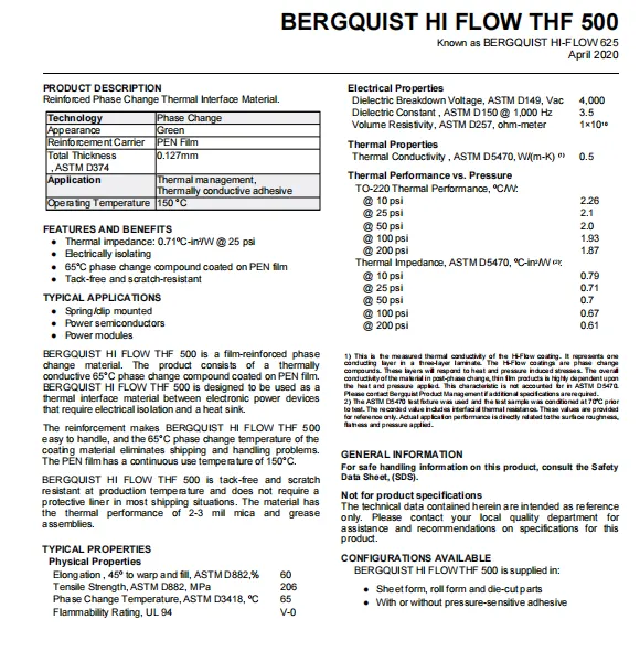 BERGQUIST HF625 HI FLOW THF 500 Hi-Flow 625 photo-5
