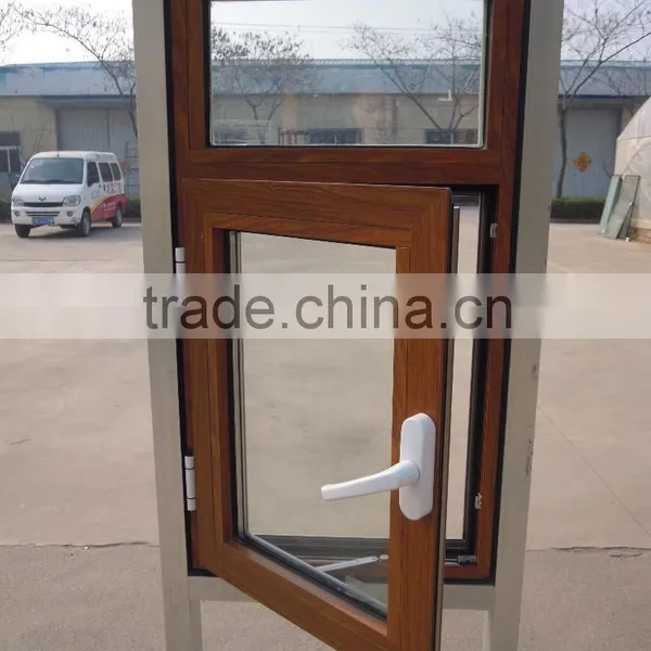 Wooden Color Aluminium Casement Windows Grill Design photo-2