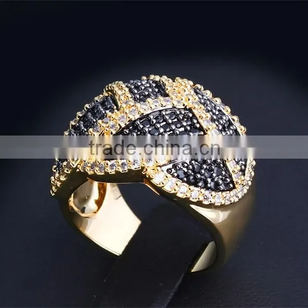 Exclusive Design Black & White Contrast Jewelry White Gold Cocktail Party CZ Ring photo-5