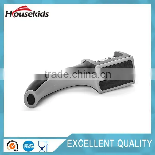 Kitchen Knife Sharpener 2 Stage Easy Grip Black Grey Finish Sharpening & Honing Straight Edge Stainless Steel Knives photo-4