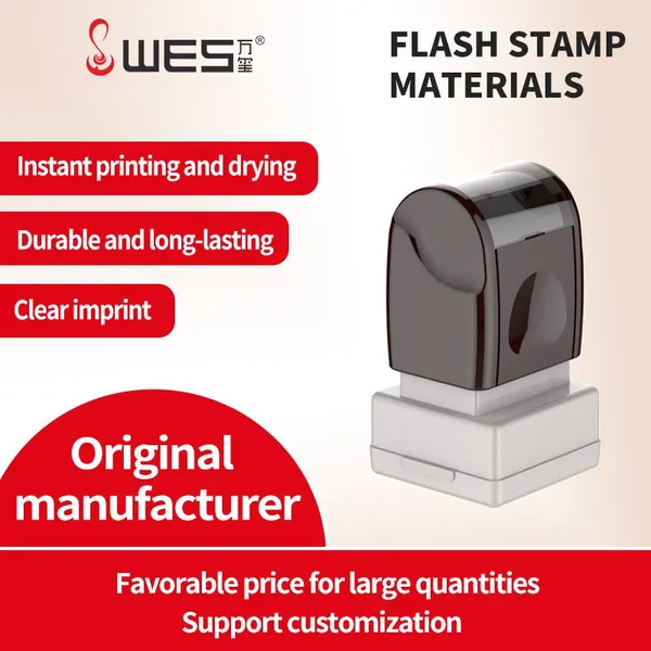 Plastic Square Flash Stamp WES Custom Text Logo for Corporate Seals Office Use Financial Authentication