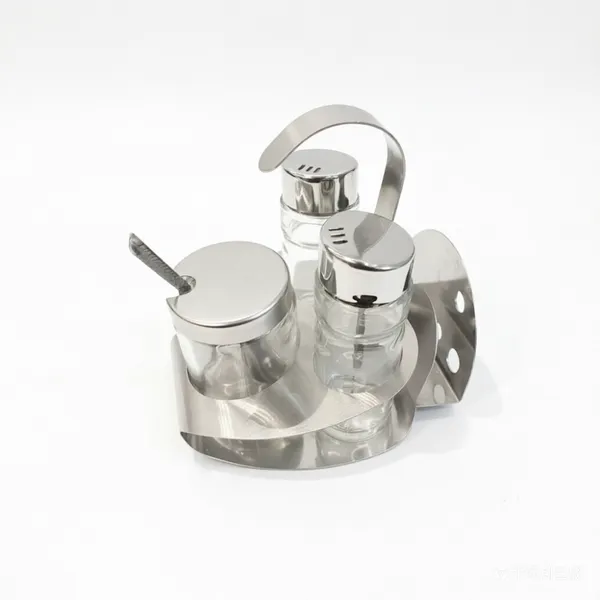 SALT PEPPER MUSTARD W NAPKIN HOLDER SET