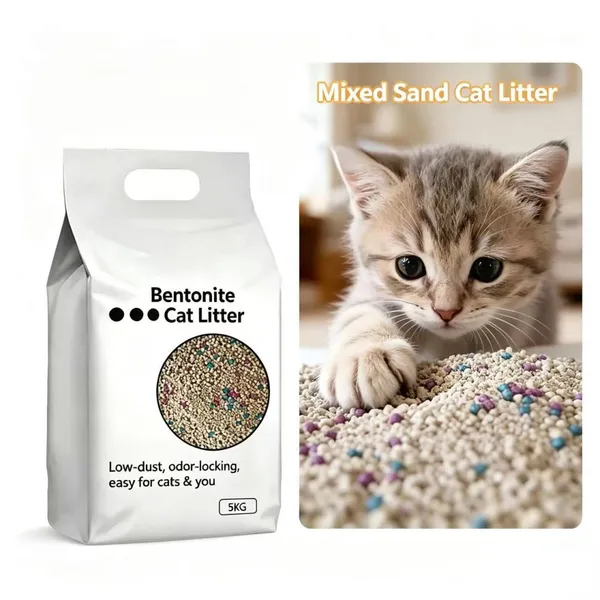 Low Dust Free Health Indicator Eco Friendly Mixed Sand Odor Control Ball Shape Strong Highly Absorbent Rapid Fast Clumping Bentonite Cat Litter