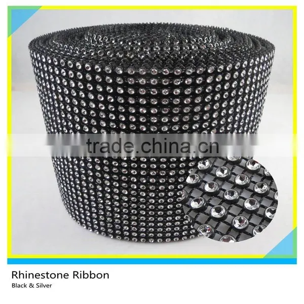 50 Rows 5 Yards Black Plastic Diamante Mesh Roll Loose Rhinestone Wrap photo-4