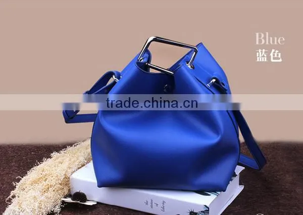 2016 New Korean Fashion Square Buckle Leather Bucket Bag photo-3