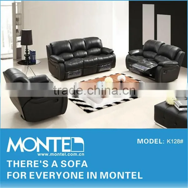Black Modern Leather Recliner Sofa Set photo-4