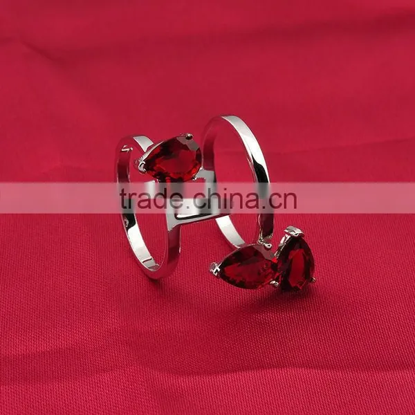 Red CZ Stone Knuckle Midi Rings photo-5
