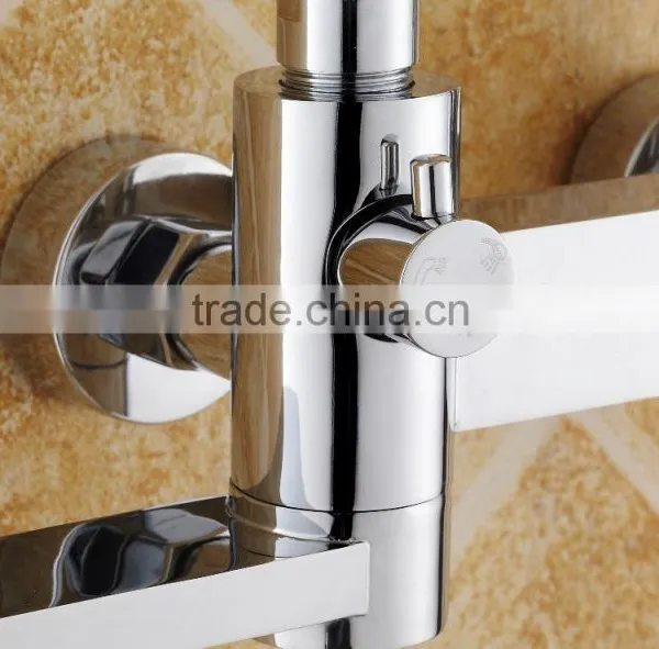 Brass Square Hard Tube Shower Mixer Set/wall Mounted Bath Shower Faucet photo-3