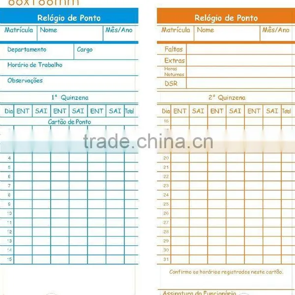 Time Cards 50pcs or 100pcs/pack, for Electronic Time Recorder Machine